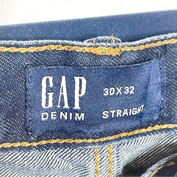 🍋 GAP • Men’s Denim Straight Jeans Classic Blue Wash Size 30x32 - Picture 3 of 8